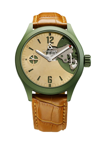 Schneider&Co N.Seals Watch with brown leather strap.
