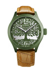 montre schneider&co arbre de vie vert bracelet cuir marron