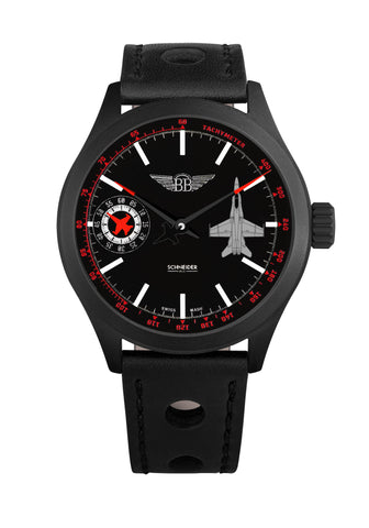 montre bbwing schneider&co bracelet noir cadran avion noir