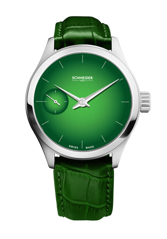 montre gravity green bracelet cuir