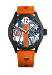 montre Lemans orange bracelet cuir