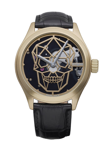 montre calavera or bracelet noir