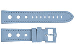 Blue perforated leather strap