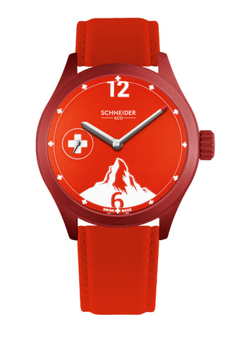 montre cervin rouge bracelet cuir