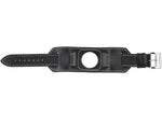 Openwork cuff leather strap on the back/polished buckle