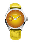 montre gravity jaune bracelet en cuir jaune