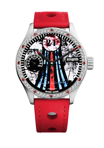 montre pitlane schneider&co bracelet rouge